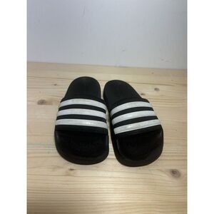 ADIDAS Women's ADILETTE CLOUDFOAM SANDALS SLIDES SIZE 12K BLACK‎ CC8